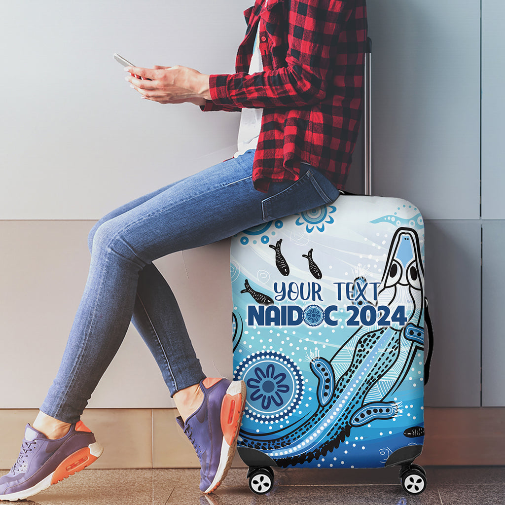 Personalised Keep the Fire Burning NAIDOC 2024 Luggage Cover Aboriginal Dot with Crocodile