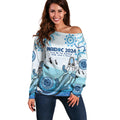 Personalised Keep the Fire Burning NAIDOC 2024 Off Shoulder Sweater Aboriginal Dot with Crocodile