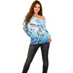 Personalised Keep the Fire Burning NAIDOC 2024 Off Shoulder Sweater Aboriginal Dot with Crocodile