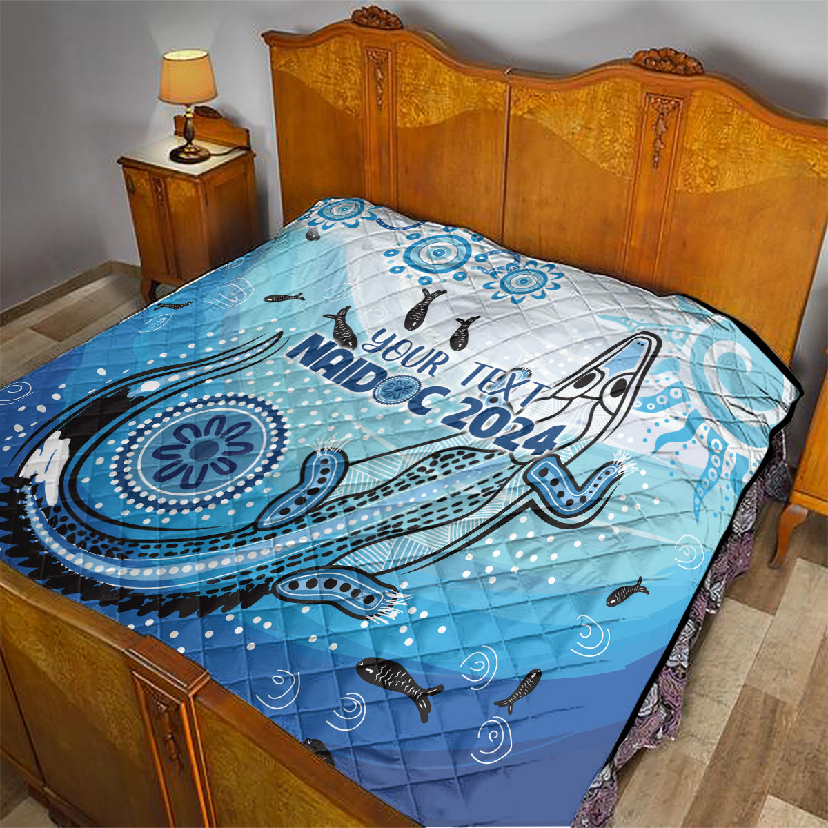 Personalised Keep the Fire Burning NAIDOC 2024 Quilt Aboriginal Dot with Crocodile