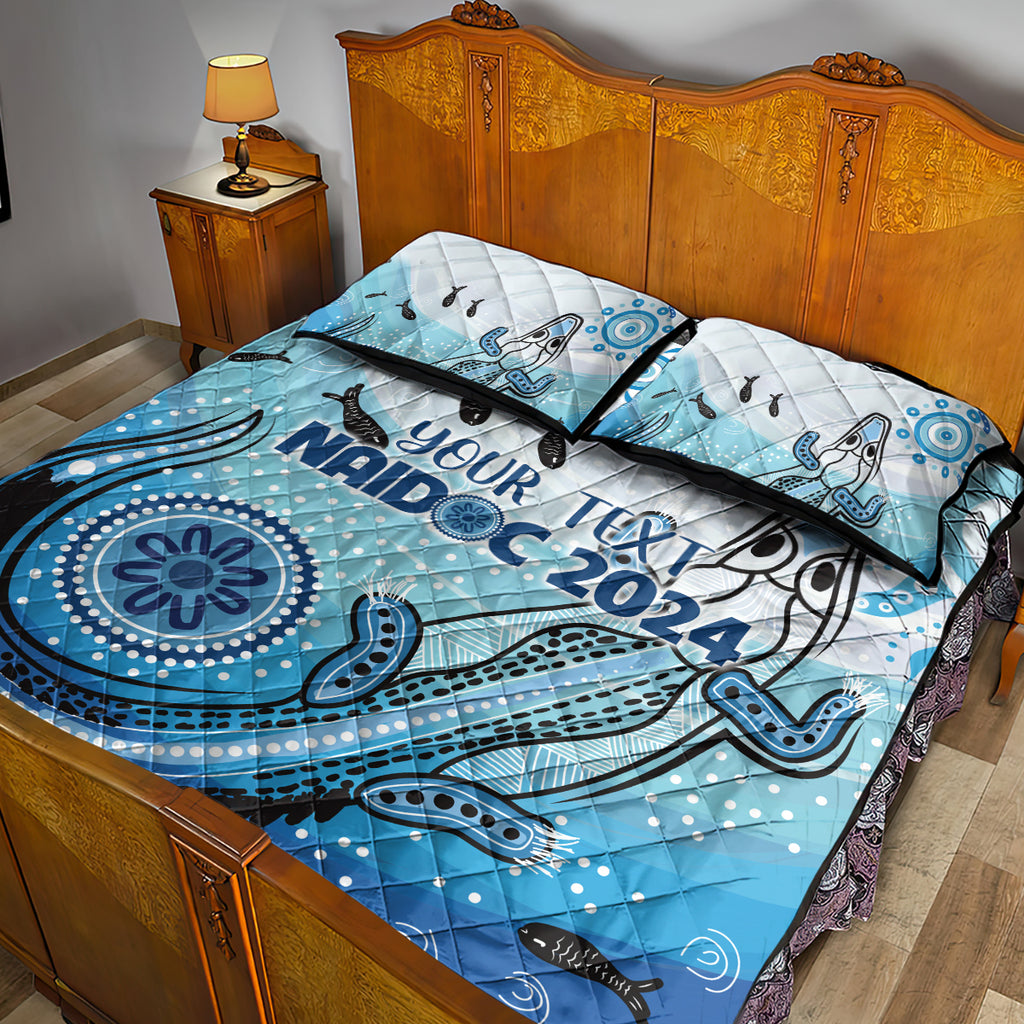 Personalised Keep the Fire Burning NAIDOC 2024 Quilt Bed Set Aboriginal Dot with Crocodile
