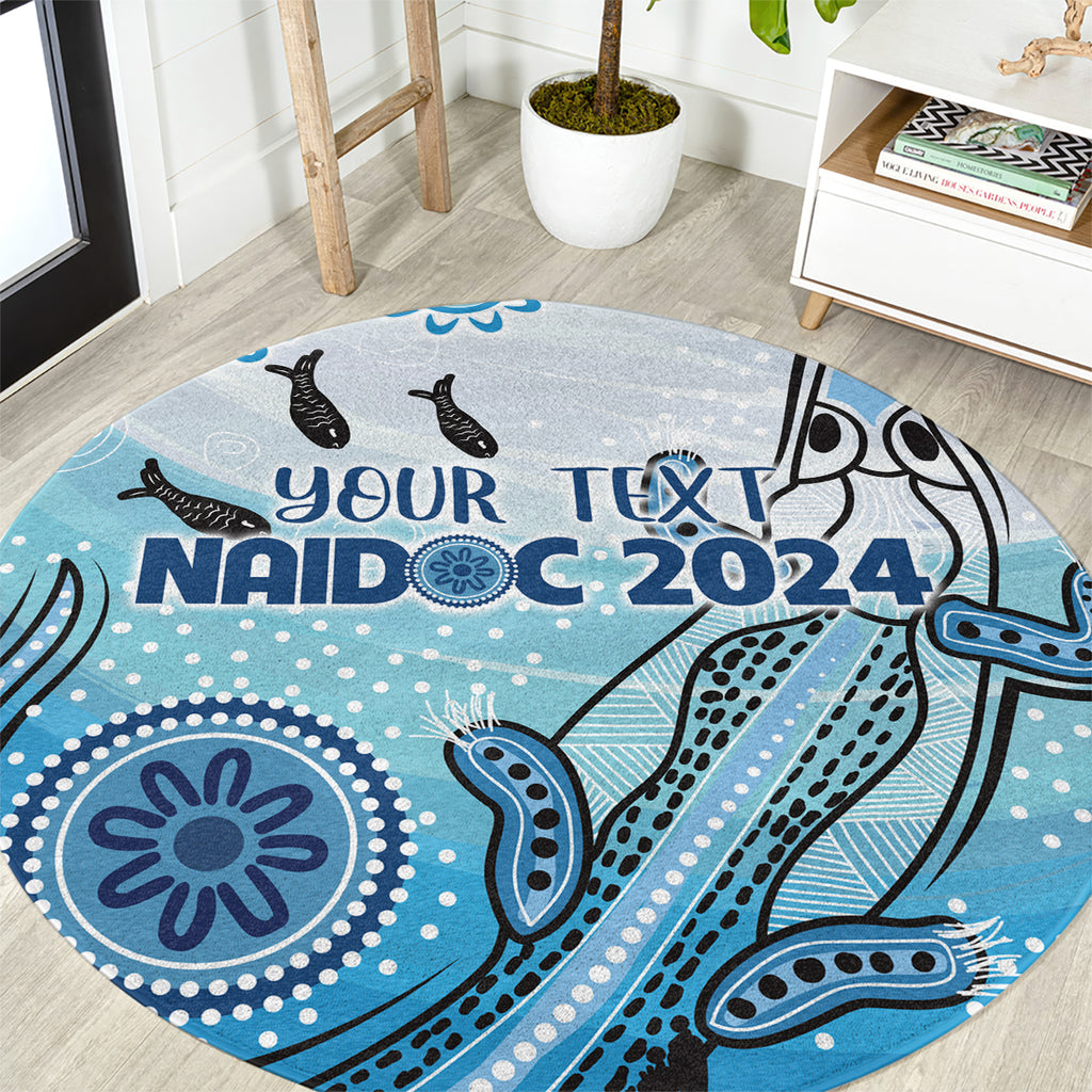 Personalised Keep the Fire Burning NAIDOC 2024 Round Carpet Aboriginal Dot with Crocodile