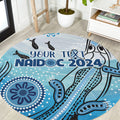 Personalised Keep the Fire Burning NAIDOC 2024 Round Carpet Aboriginal Dot with Crocodile