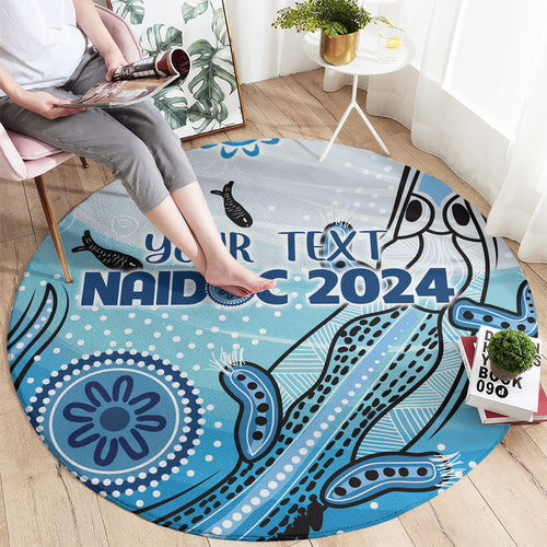 Personalised Keep the Fire Burning NAIDOC 2024 Round Carpet Aboriginal Dot with Crocodile