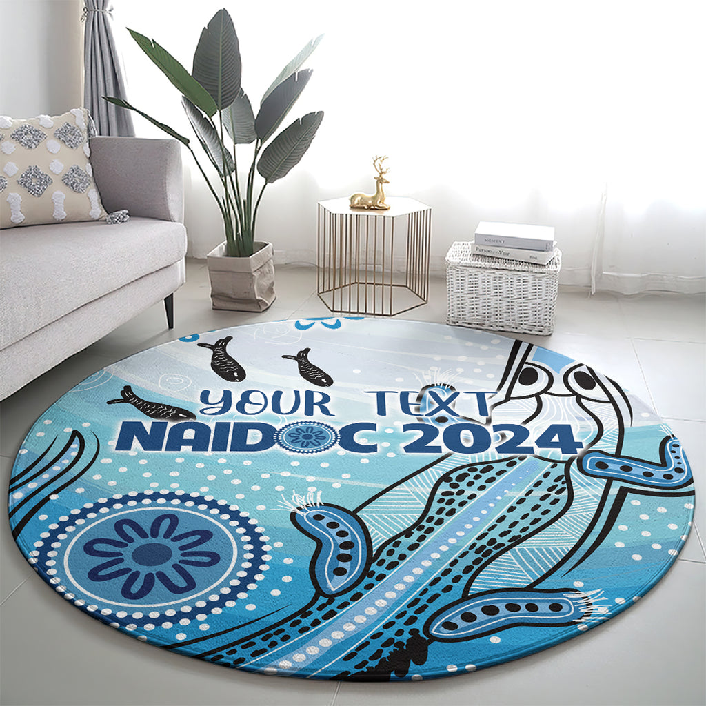 Personalised Keep the Fire Burning NAIDOC 2024 Round Carpet Aboriginal Dot with Crocodile