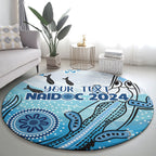 Personalised Keep the Fire Burning NAIDOC 2024 Round Carpet Aboriginal Dot with Crocodile