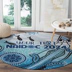 Personalised Keep the Fire Burning NAIDOC 2024 Round Carpet Aboriginal Dot with Crocodile