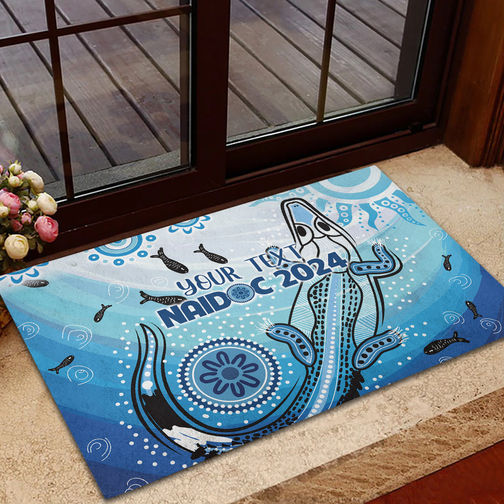 Personalised Keep the Fire Burning NAIDOC 2024 Rubber Doormat Aboriginal Dot with Crocodile