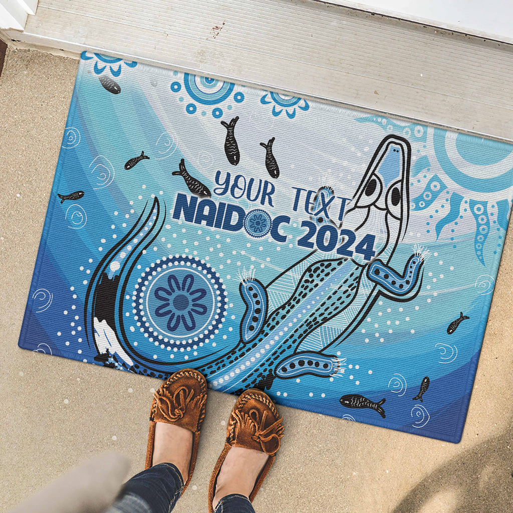 Personalised Keep the Fire Burning NAIDOC 2024 Rubber Doormat Aboriginal Dot with Crocodile