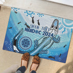 Personalised Keep the Fire Burning NAIDOC 2024 Rubber Doormat Aboriginal Dot with Crocodile