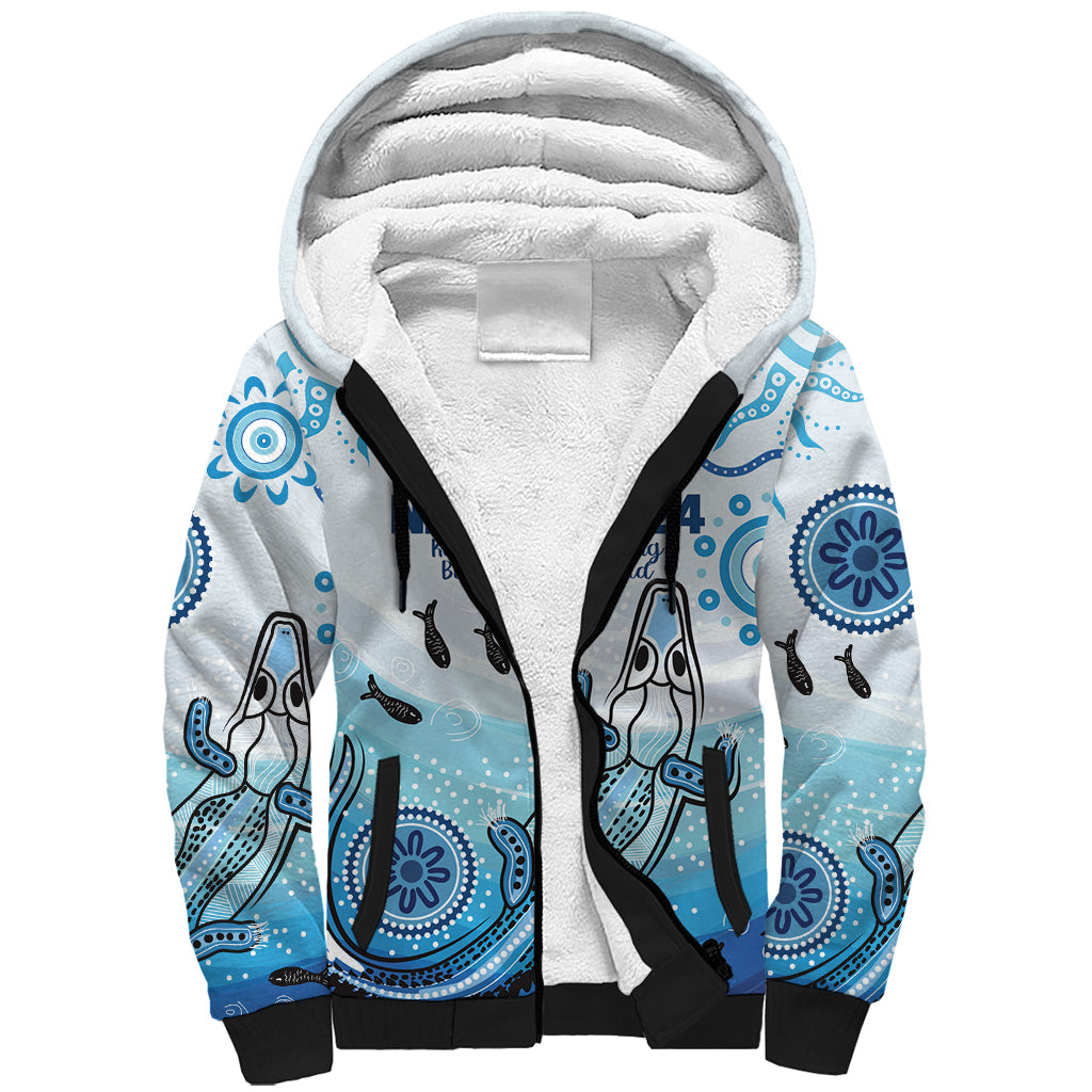 Personalised Keep the Fire Burning NAIDOC 2024 Sherpa Hoodie Aboriginal Dot with Crocodile