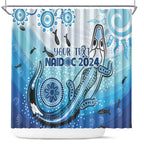 Personalised Keep the Fire Burning NAIDOC 2024 Shower Curtain Aboriginal Dot with Crocodile