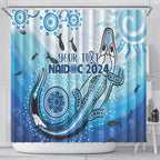 Personalised Keep the Fire Burning NAIDOC 2024 Shower Curtain Aboriginal Dot with Crocodile