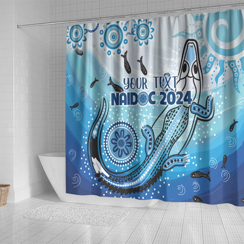 Personalised Keep the Fire Burning NAIDOC 2024 Shower Curtain Aboriginal Dot with Crocodile