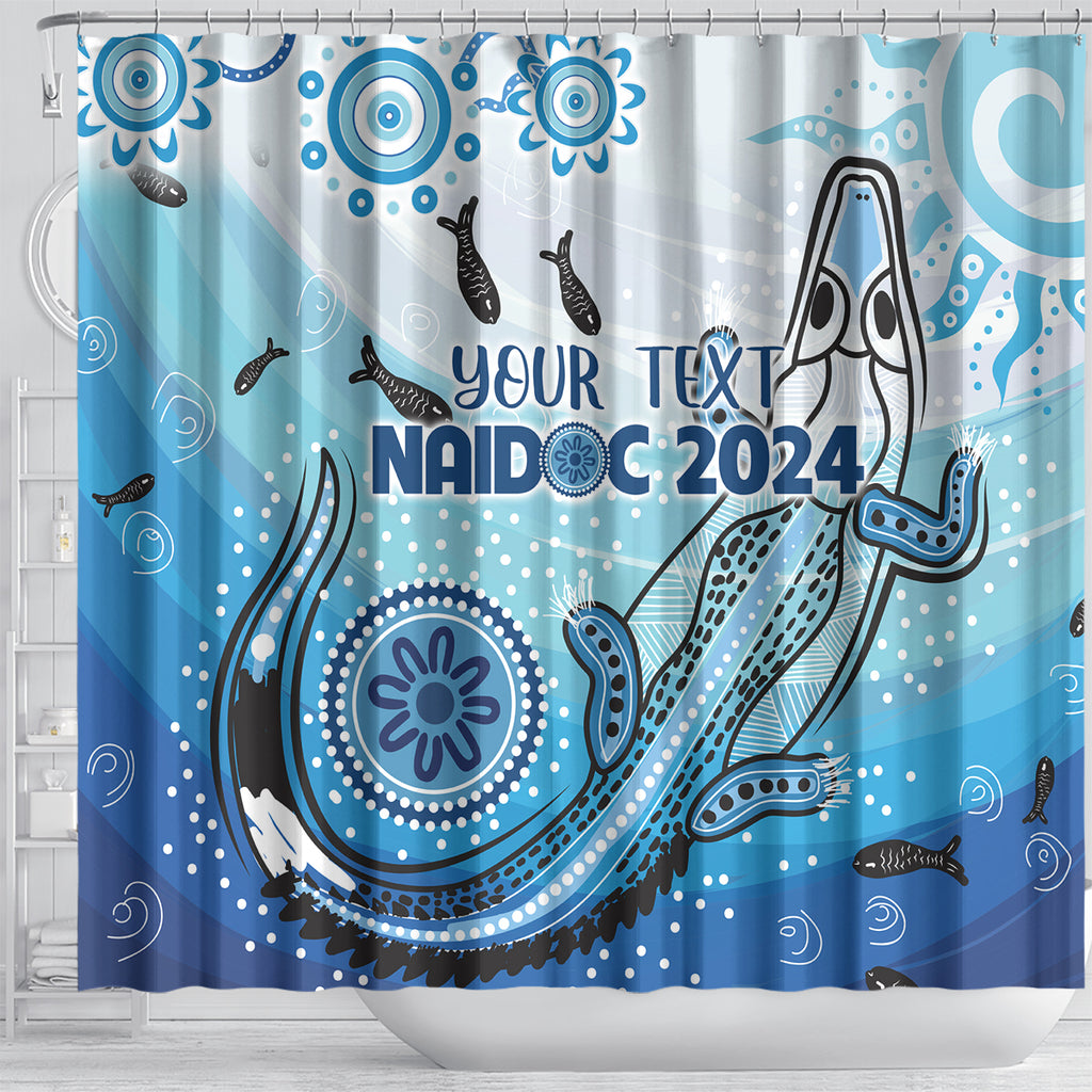 Personalised Keep the Fire Burning NAIDOC 2024 Shower Curtain Aboriginal Dot with Crocodile