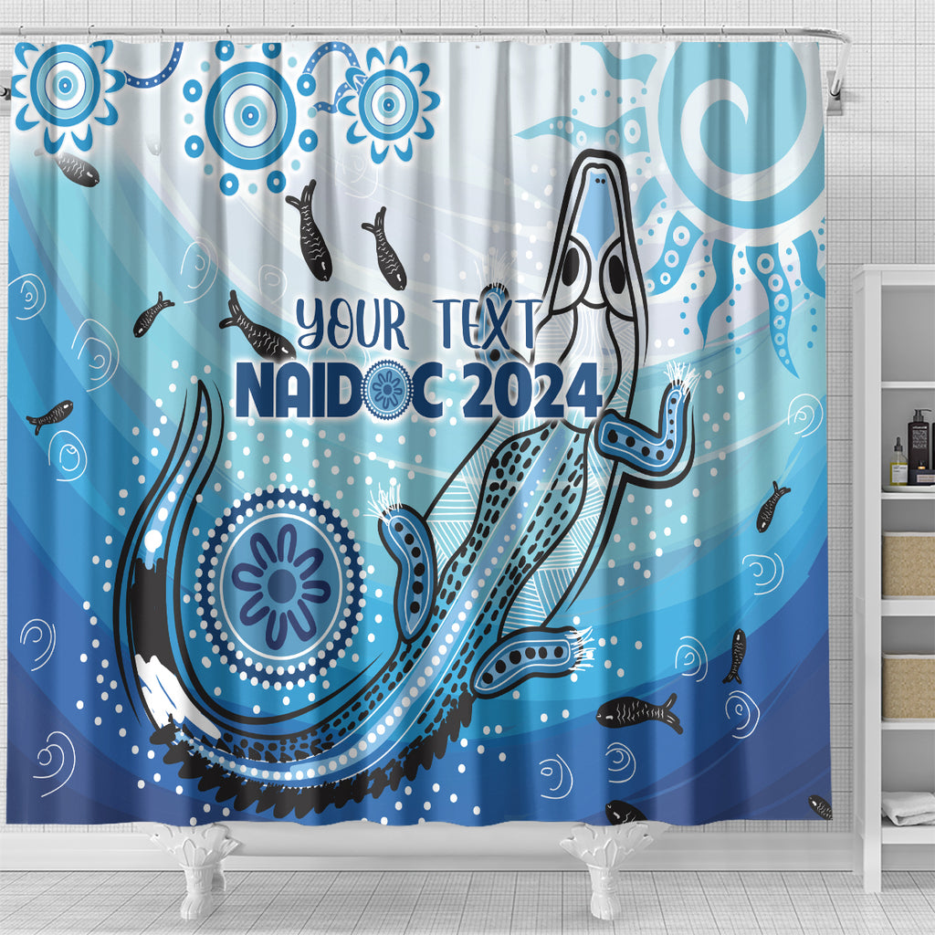 Personalised Keep the Fire Burning NAIDOC 2024 Shower Curtain Aboriginal Dot with Crocodile