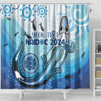 Personalised Keep the Fire Burning NAIDOC 2024 Shower Curtain Aboriginal Dot with Crocodile
