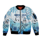 Personalised Keep the Fire Burning NAIDOC 2024 Sleeve Zip Bomber Jacket Aboriginal Dot with Crocodile
