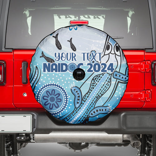 Personalised Keep the Fire Burning NAIDOC 2024 Spare Tire Cover Aboriginal Dot with Crocodile