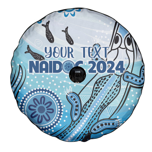 Personalised Keep the Fire Burning NAIDOC 2024 Spare Tire Cover Aboriginal Dot with Crocodile