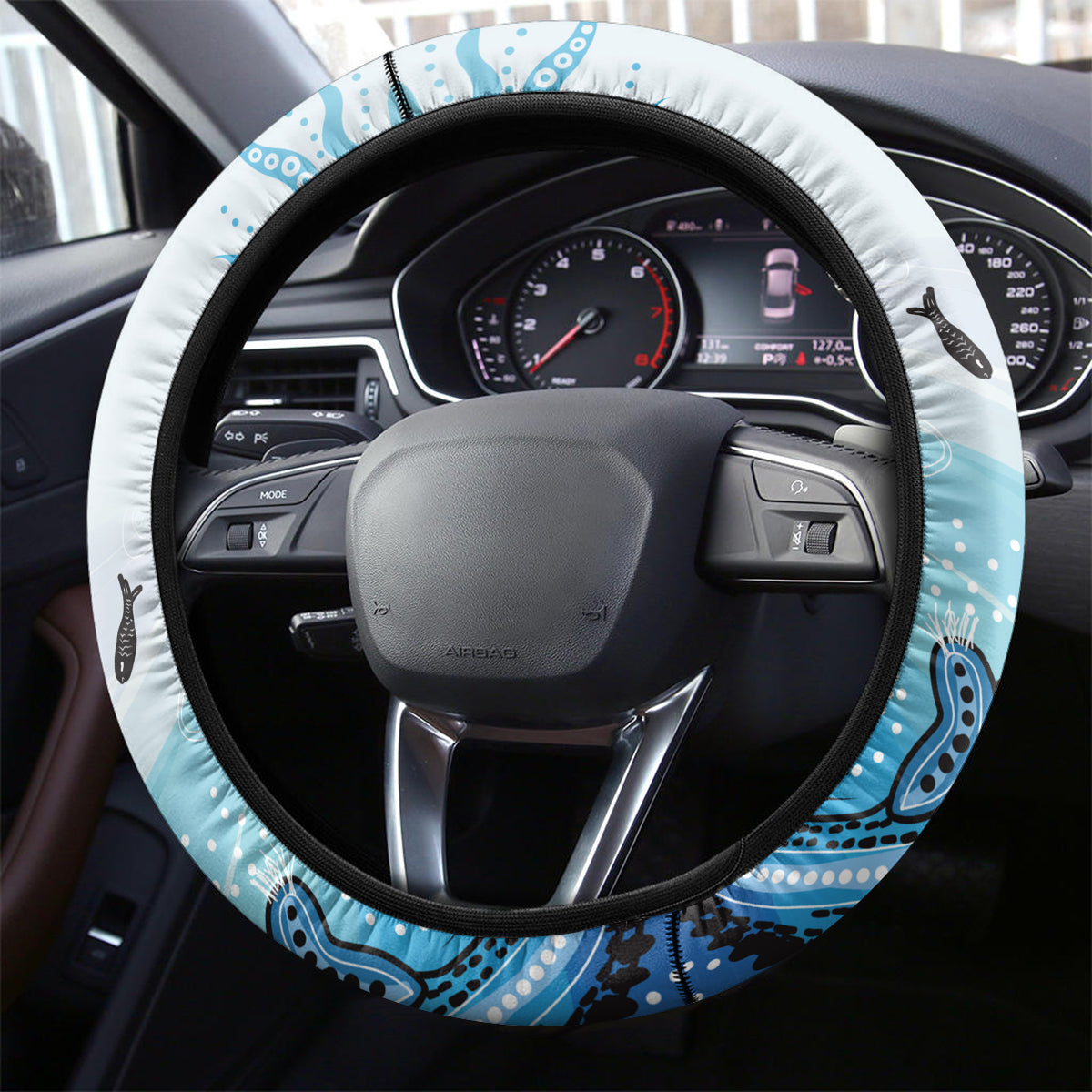 Personalised Keep the Fire Burning NAIDOC 2024 Steering Wheel Cover Aboriginal Dot with Crocodile