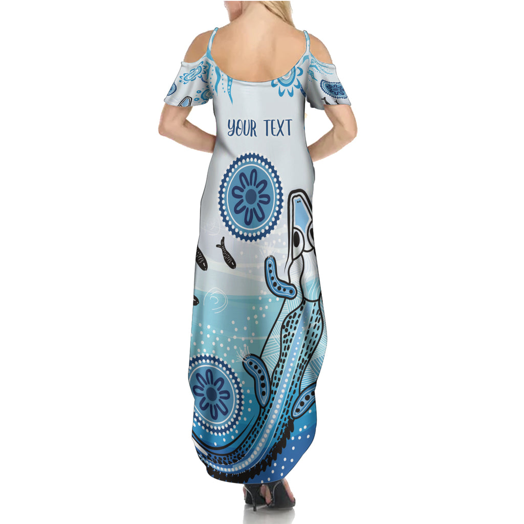 Personalised Keep the Fire Burning NAIDOC 2024 Summer Maxi Dress Aboriginal Dot with Crocodile