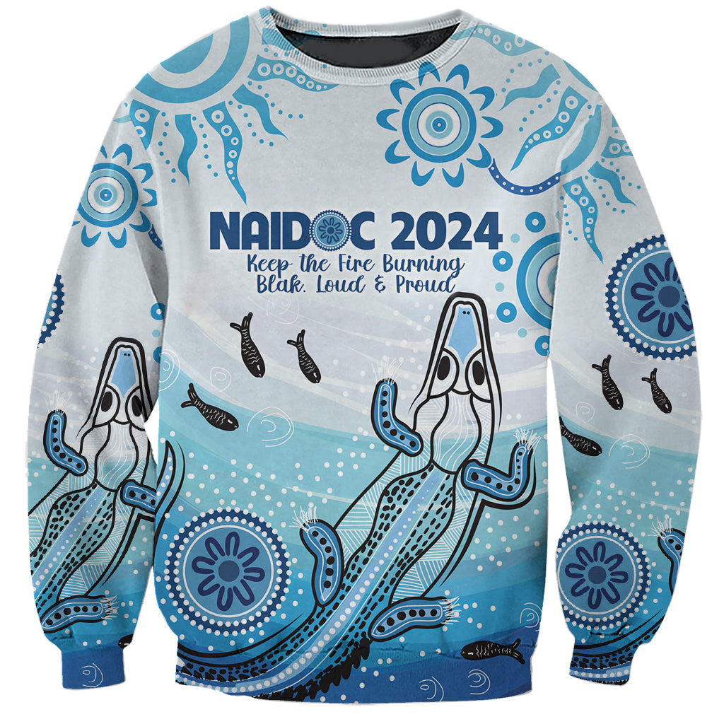 Personalised Keep the Fire Burning NAIDOC 2024 Sweatshirt Aboriginal Dot with Crocodile