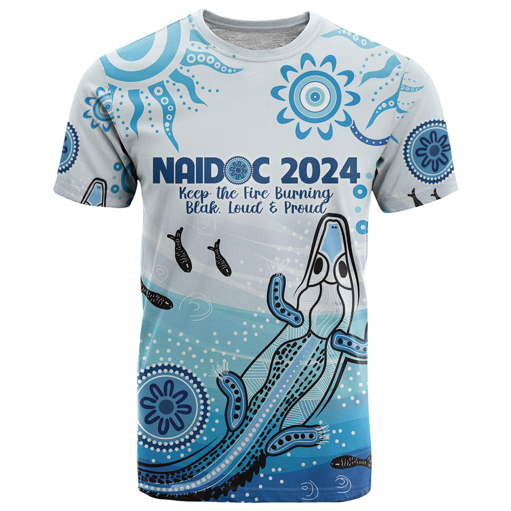 Personalised Keep the Fire Burning NAIDOC 2024 T Shirt Aboriginal Dot with Crocodile