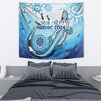 Personalised Keep the Fire Burning NAIDOC 2024 Tapestry Aboriginal Dot with Crocodile