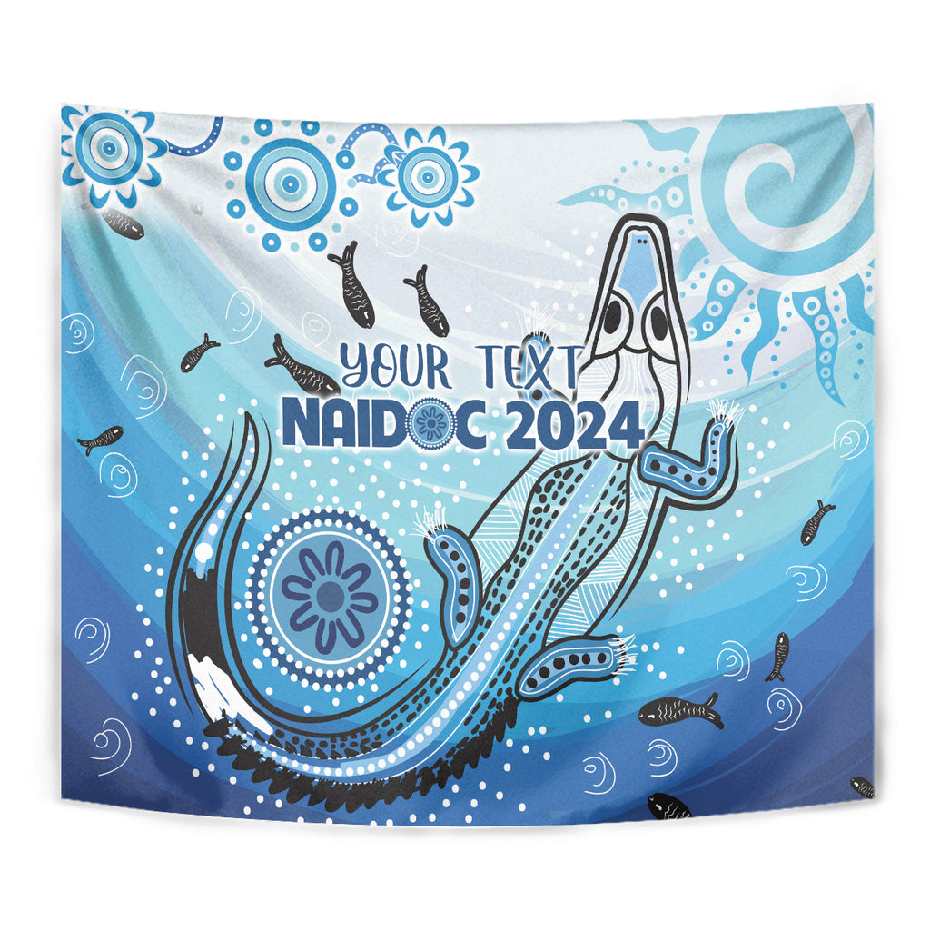 Personalised Keep the Fire Burning NAIDOC 2024 Tapestry Aboriginal Dot with Crocodile