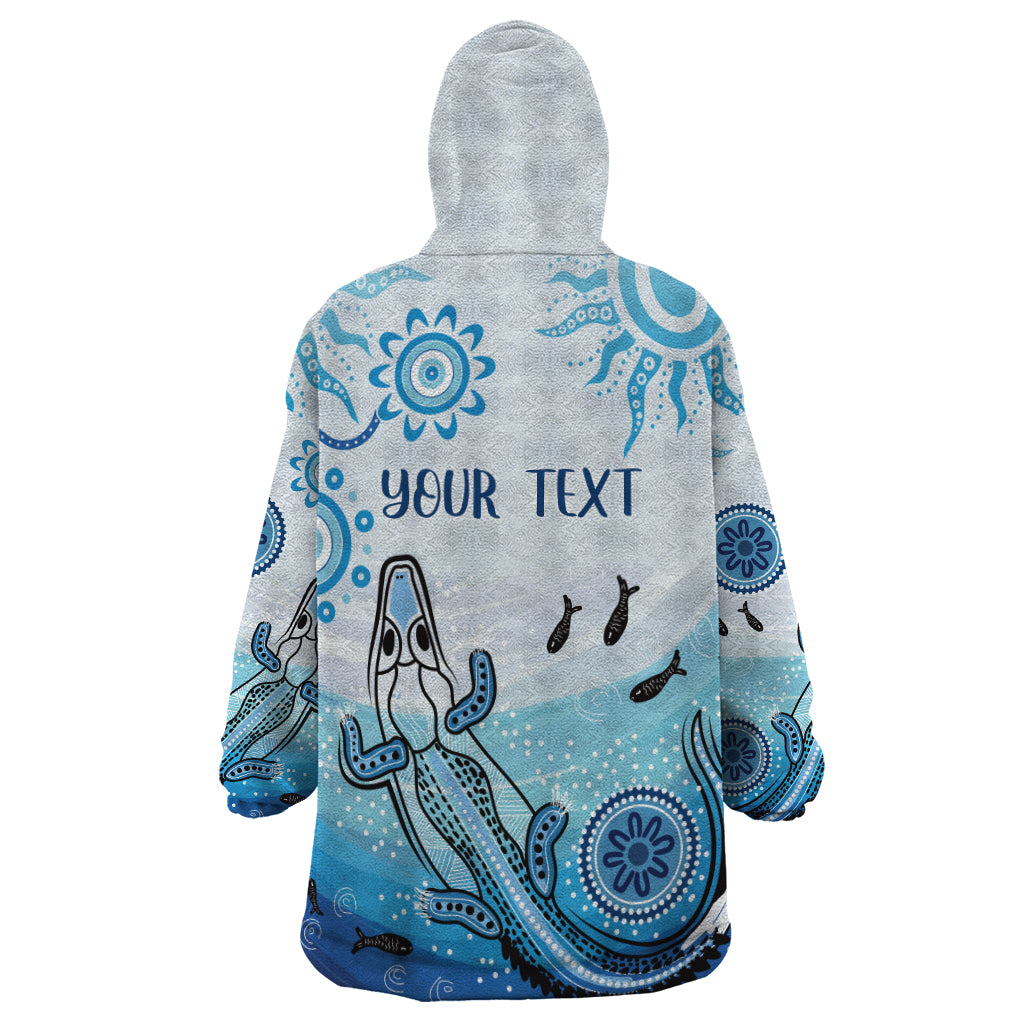 Personalised Keep the Fire Burning NAIDOC 2024 Wearable Blanket Hoodie Aboriginal Dot with Crocodile