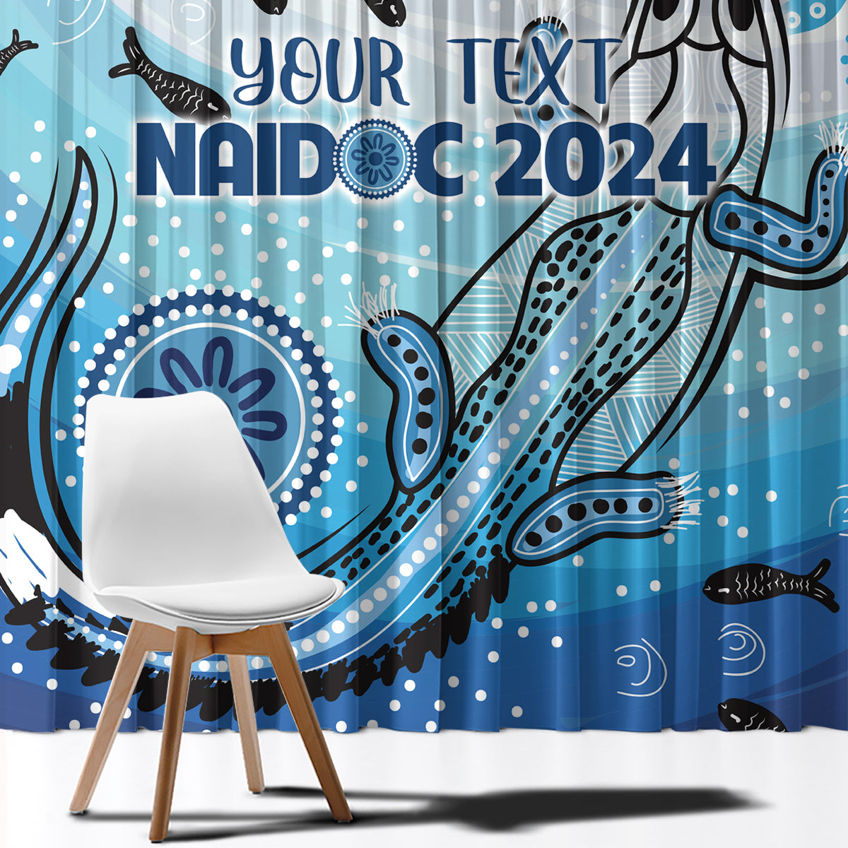 Personalised Keep the Fire Burning NAIDOC 2024 Window Curtain Aboriginal Dot with Crocodile