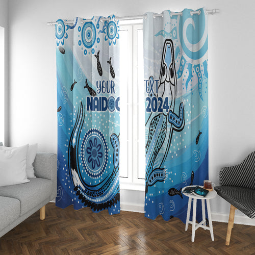 Personalised Keep the Fire Burning NAIDOC 2024 Window Curtain Aboriginal Dot with Crocodile