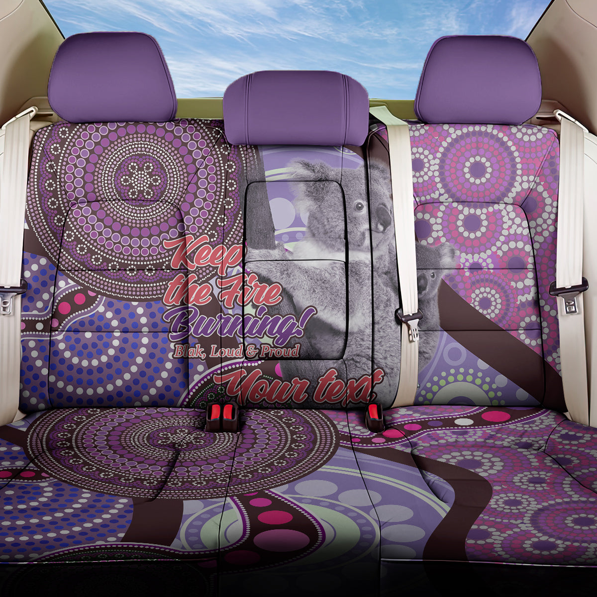 Personalised Australia Koala NAIDOC 2024 Back Car Seat Cover Keep the Fire Burning