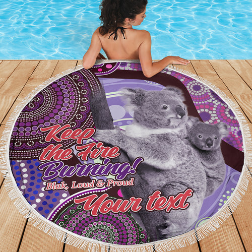 Personalised Australia Koala NAIDOC 2024 Beach Blanket Keep the Fire Burning