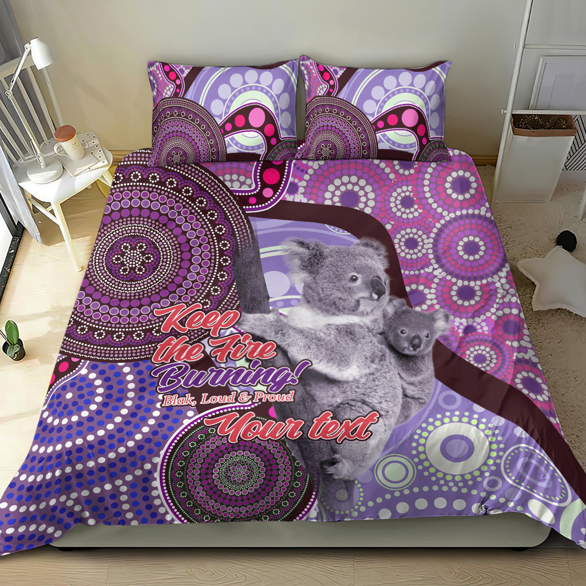 Personalised Australia Koala NAIDOC 2024 Bedding Set Keep the Fire Burning