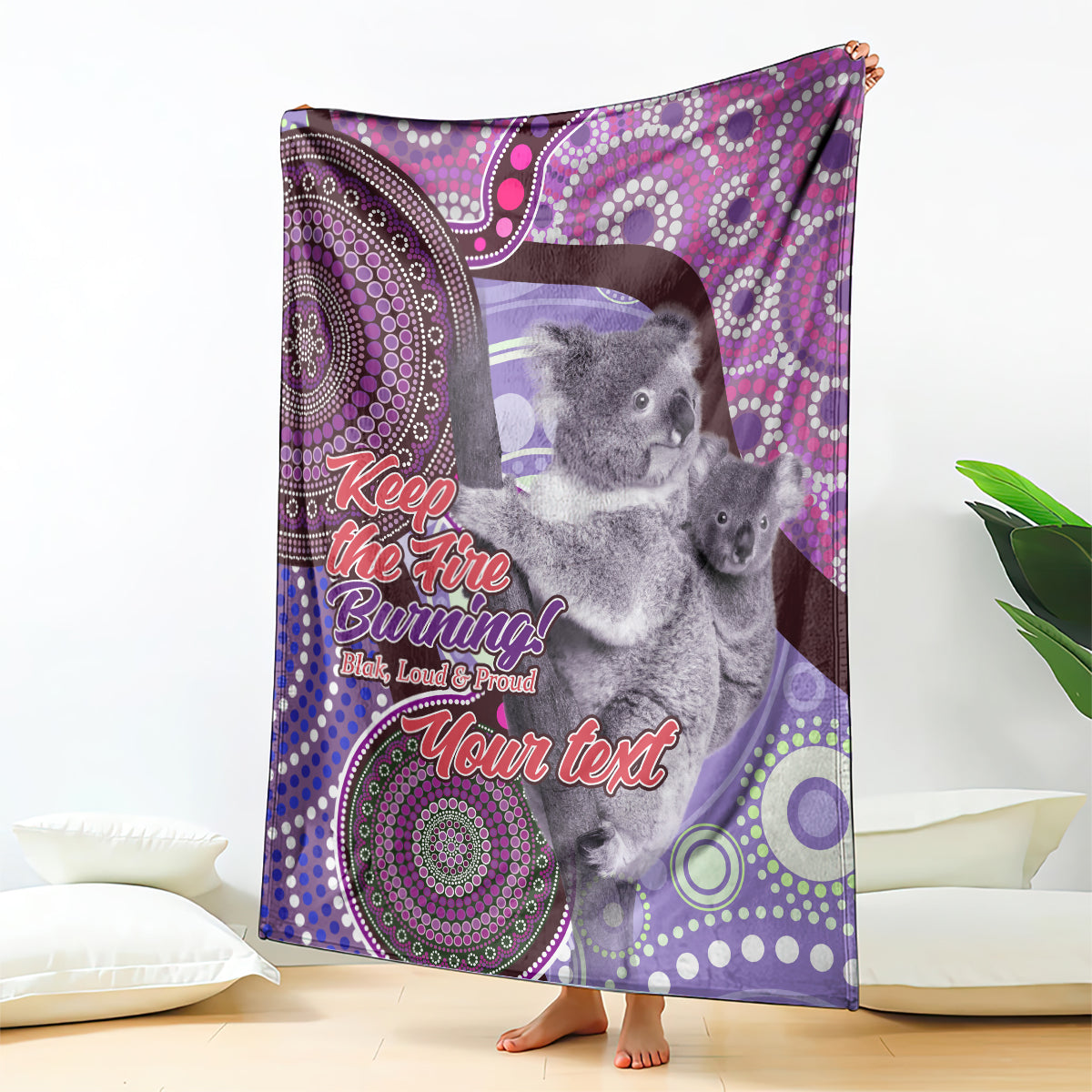 Personalised Australia Koala NAIDOC 2024 Blanket Keep the Fire Burning