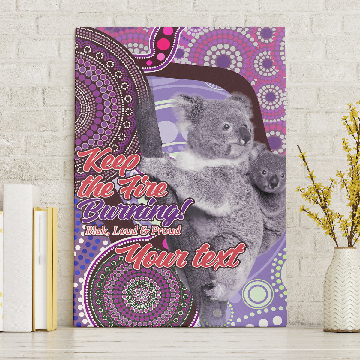Personalised Australia Koala NAIDOC 2024 Canvas Wall Art Keep the Fire Burning