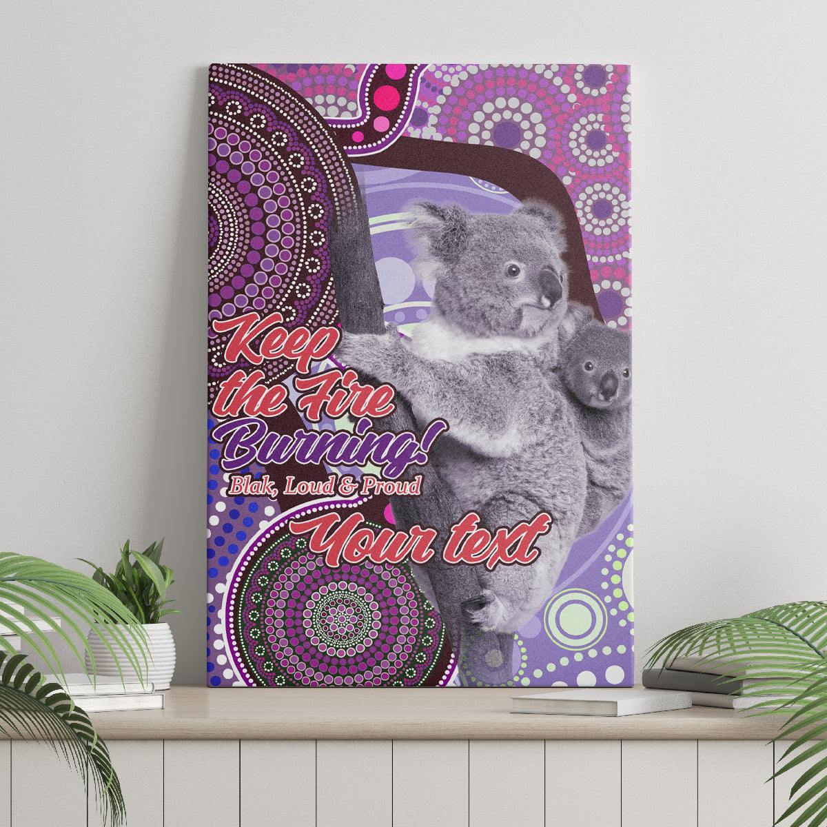 Personalised Australia Koala NAIDOC 2024 Canvas Wall Art Keep the Fire Burning