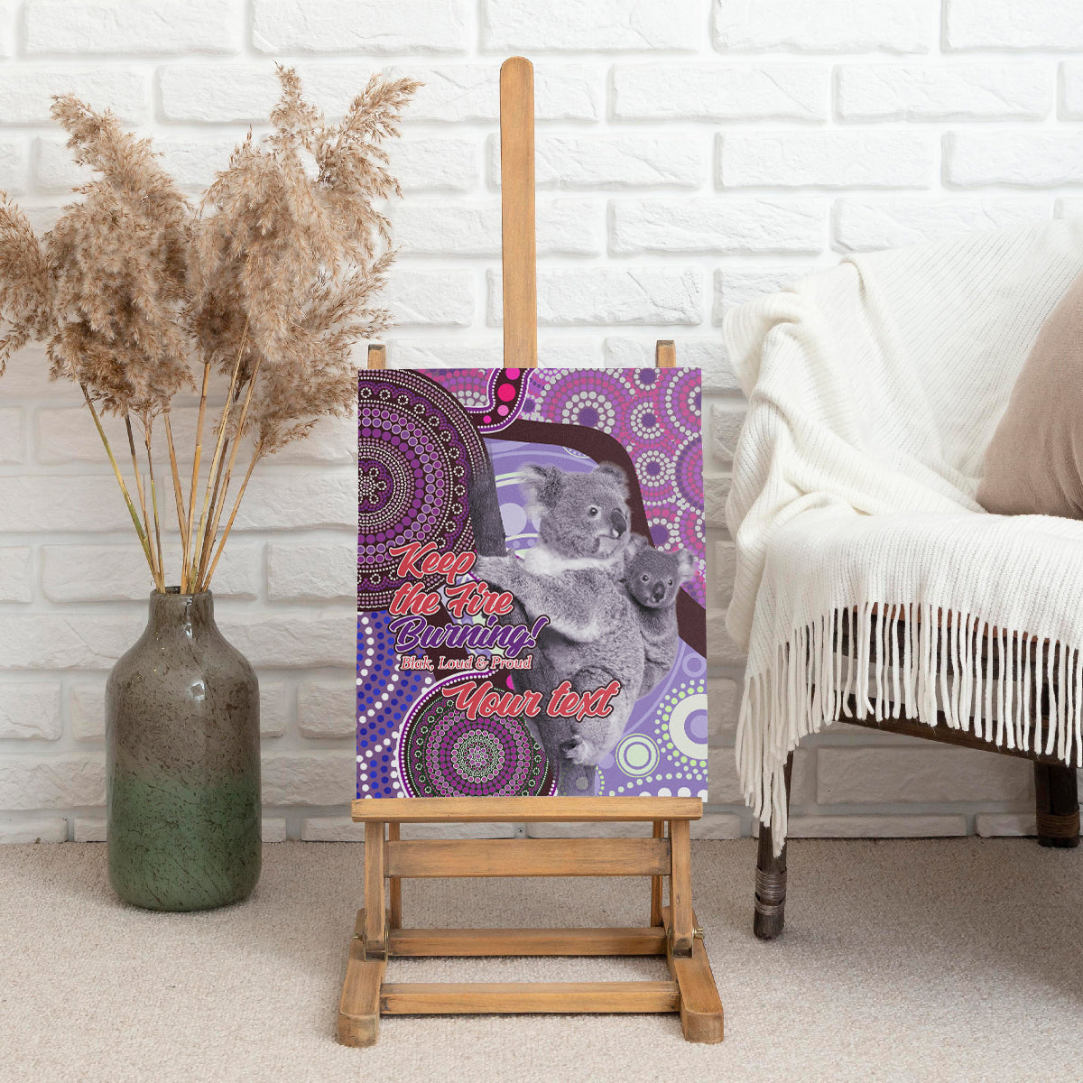 Personalised Australia Koala NAIDOC 2024 Canvas Wall Art Keep the Fire Burning