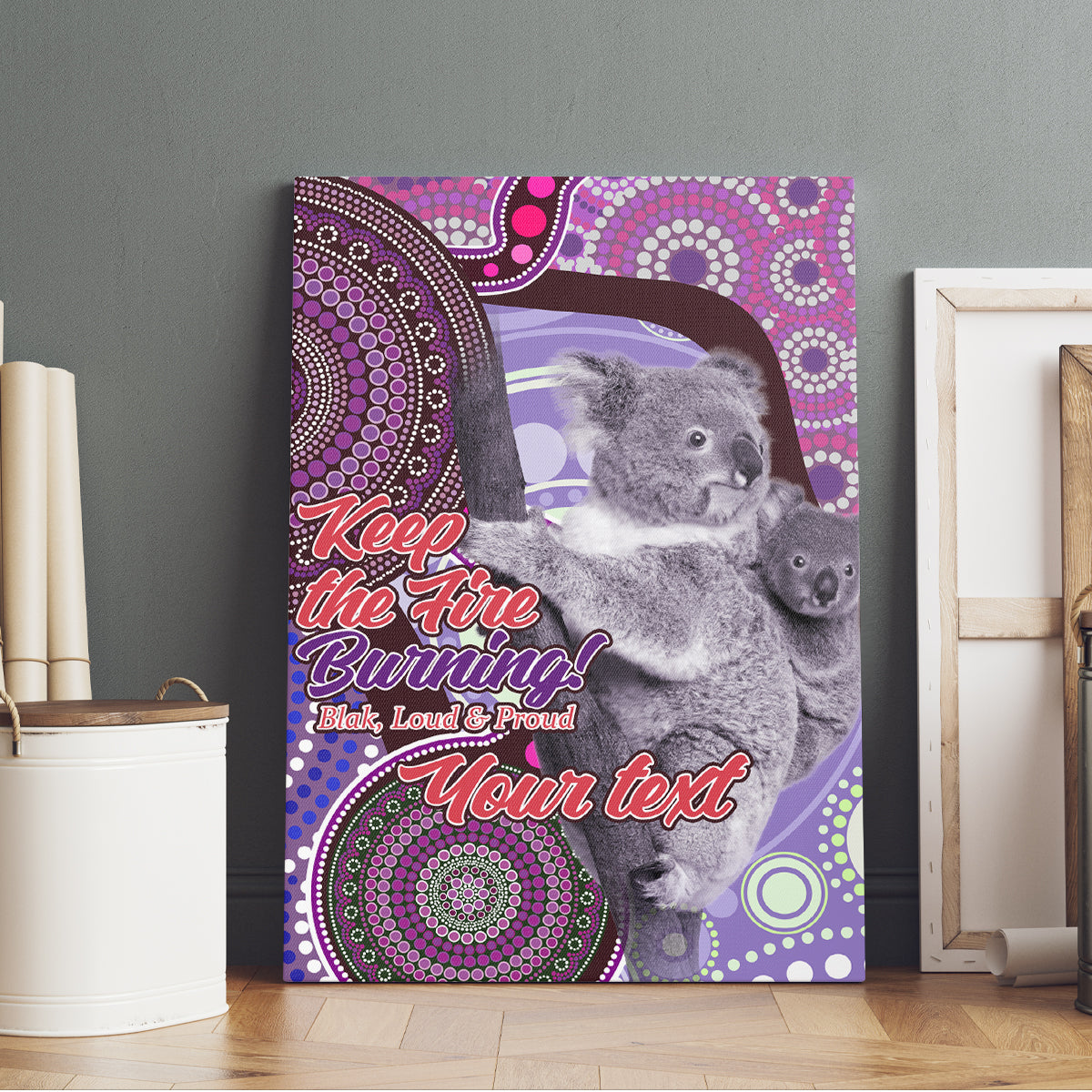 Personalised Australia Koala NAIDOC 2024 Canvas Wall Art Keep the Fire Burning