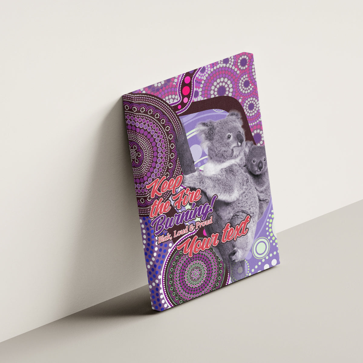 Personalised Australia Koala NAIDOC 2024 Canvas Wall Art Keep the Fire Burning