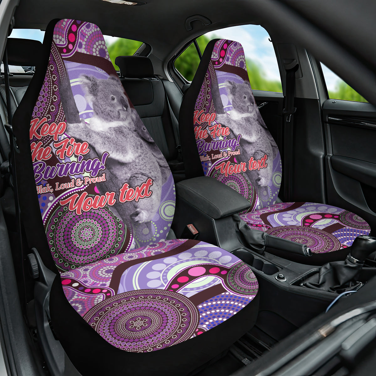 Personalised Australia Koala NAIDOC 2024 Car Seat Cover Keep the Fire Burning