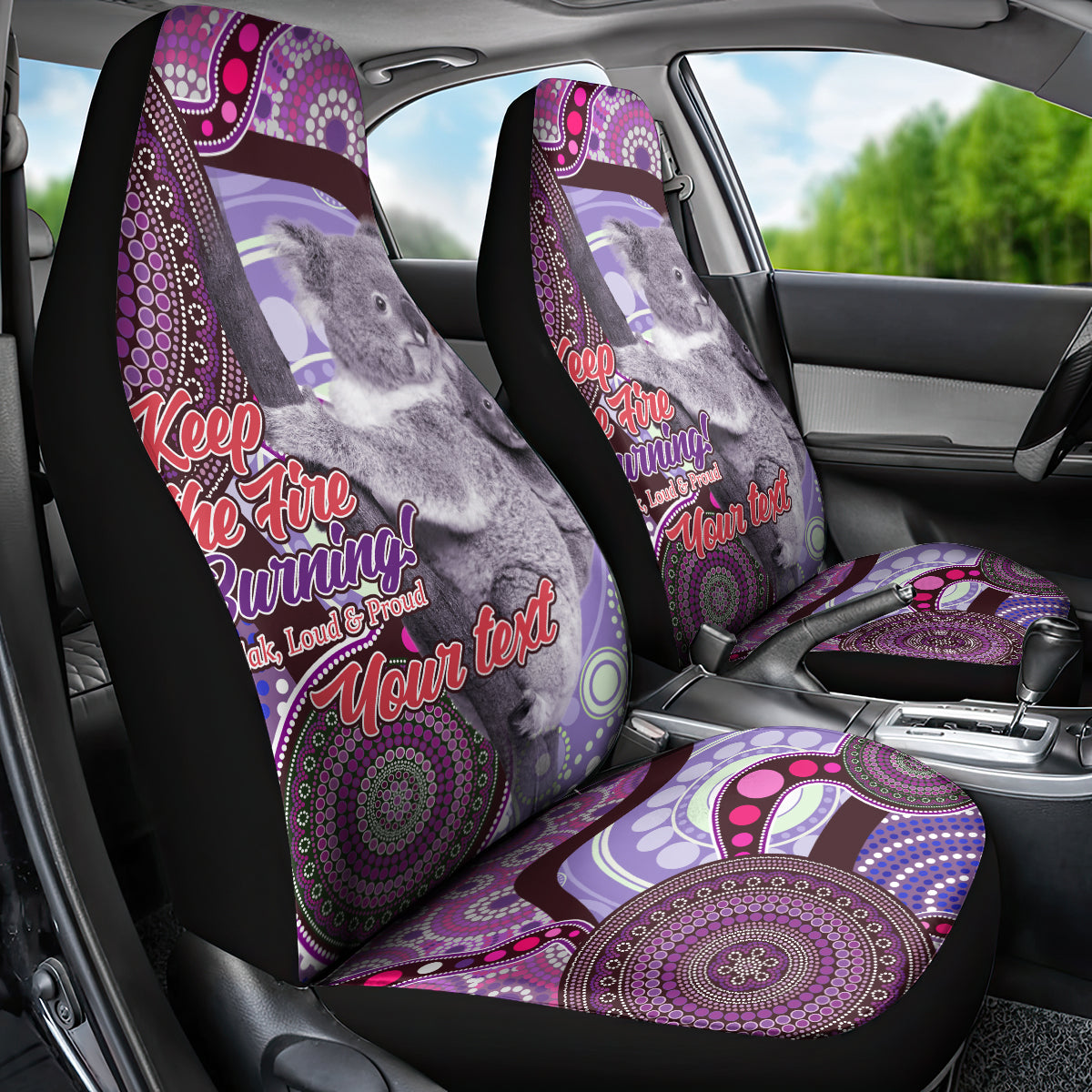 Personalised Australia Koala NAIDOC 2024 Car Seat Cover Keep the Fire Burning