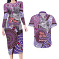 Personalised Australia Koala NAIDOC 2024 Couples Matching Long Sleeve Bodycon Dress and Hawaiian Shirt Keep the Fire Burning