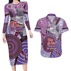 Personalised Australia Koala NAIDOC 2024 Couples Matching Long Sleeve Bodycon Dress and Hawaiian Shirt Keep the Fire Burning