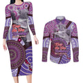 Personalised Australia Koala NAIDOC 2024 Couples Matching Long Sleeve Bodycon Dress and Long Sleeve Button Shirt Keep the Fire Burning