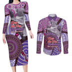 Personalised Australia Koala NAIDOC 2024 Couples Matching Long Sleeve Bodycon Dress and Long Sleeve Button Shirt Keep the Fire Burning