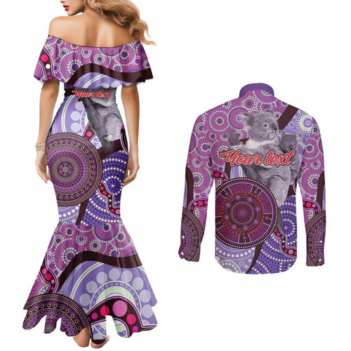 Personalised Australia Koala NAIDOC 2024 Couples Matching Mermaid Dress and Long Sleeve Button Shirt Keep the Fire Burning