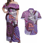 Personalised Australia Koala NAIDOC 2024 Couples Matching Off Shoulder Maxi Dress and Hawaiian Shirt Keep the Fire Burning